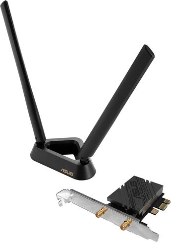 ASUS PCE-BE92BT WiFi 7 PCI-E Adapter with 2 External Antennas. Supporting 6GHz Band, 320MHz, Bluetooth 5.4, WPA3 Network Security, OFDMA and MU-MIMO, only Compatible with Intel motherboards in Kuwait