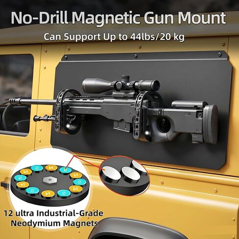 Gun Rack for Truck, Magnetic Gun Mount for Molle Panel No-Drill Magnet Shovel Holder Mount Rack for Gun, Shovel, Hunting Tool, Utility Tool Organizer for Truck RV UTV ATV Side By Side Accessories (2) in Kuwait