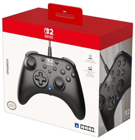 HORI - HORIPAD Turbo Wired Controller (Black) for Nintendo Switch 2/PC - Officially Licensed by Nintendo in Kuwait