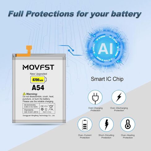 Replacement Battery for Samsung Galaxy A54 A34, 4700mAh High Capacity Battery for Samsung Galaxy EB-BA546ABY SM-A5460, SM-A546V/U/U1/B/E/M/DS, SM-A346M/E/B with Repair Tool Kits in Kuwait