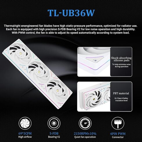 TR Thermalright Mjolnir Vision 360 UB PRO ARGB White CPU Water Cooler,360 Aio Cooler, IPS LCD Screen with 640x480 Resolution,for Intel LGA1851/1700,AM4/AM5,CPU Liquid Cooler,3.5-inch Display-Magnetic in Saudi Arabia
