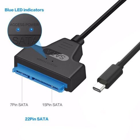 5Gbps USB-C Type-C to SATA 22 Pin Adapter Cable,USB C 3.1 to 2.5" SATA III Hard Driver Adapter for 2.5" Hard Disk Driver SSD/HDD Data Transfer in Saudi Arabia