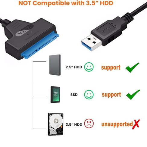 5Gbps USB-C Type-C to SATA 22 Pin Adapter Cable,USB C 3.1 to 2.5" SATA III Hard Driver Adapter for 2.5" Hard Disk Driver SSD/HDD Data Transfer in Saudi Arabia