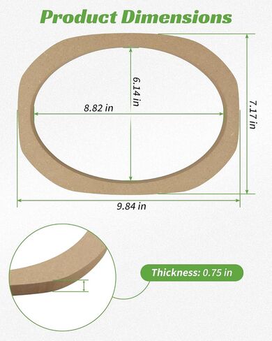 6x9 Inch Universal Speaker Spacer Ring Adapter 2 Pcs – Waterproof Wooden Mounting Bracket for Car Audio Subwoofer Installation – Brown Wood – Washer Only, No Speaker in Kuwait