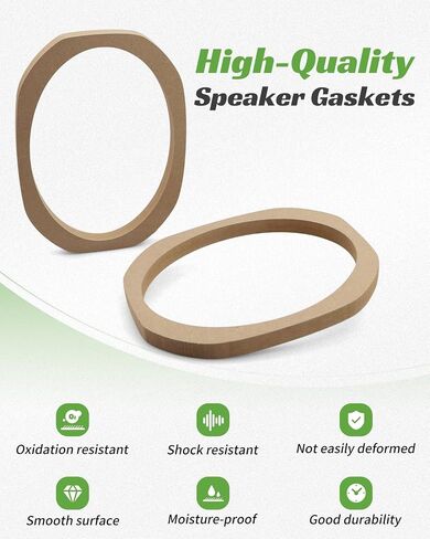 6x9 Inch Universal Speaker Spacer Ring Adapter 2 Pcs – Waterproof Wooden Mounting Bracket for Car Audio Subwoofer Installation – Brown Wood – Washer Only, No Speaker in Kuwait