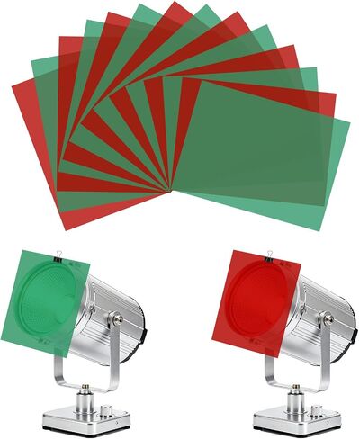 Gel Light Filter - 14 PCS Red Green Christmas Gel Light Filter, Colored Overlays Correction Transparency Film Plastic Sheets for Christmas Landscape Led Light or Reading, 11.7 x 8.5 Inches (Colorful) in Kuwait