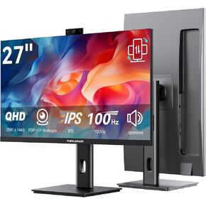 23.8 Inch Monitor with Pop-Up Webcam - 2K 2560 x 1440 IPS Computer Monitor, 100Hz Vertical Gaming PC Screen, Built-in 3MP Webcam & Microphone, HDMI, DisplayPort, Display for Office Home in Kuwait