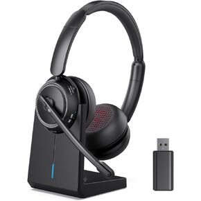 Wireless Headset with Mic for Work, Bluetooth Headphones with Microphone (Noise Cancelling & Mute Button), Wireless Headset with mic for Work/Computer/PC/Laptop/Cell Phones/Call Center/Teams/Zoom/Home in Kuwait