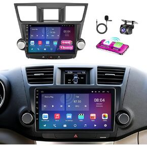 10.1 inch Car Radio for for Toyota Highlander 2008-2013 IPS Touchscreen Android 13 Stereo with Wireless CarPlay Android Auto, 4+64G GPS Navigation Bluetooth Backup Camera Steering Wheel Control in Kuwait