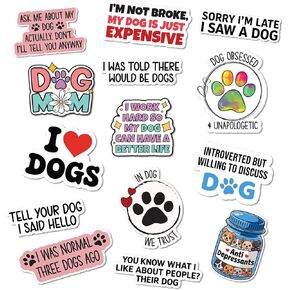Dog Mom Stickers for Laptops, Bottles & More – Cute, Funny Dog Stickers with White PVC and Glossy Designs - Waterproof Decals for Outdoor Use - Pack of 14 PCS in Saudi Arabia