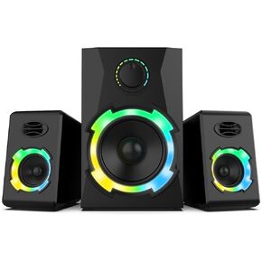 OR O R O W OROW Computer Speakers,40W PC Speakers with Subwoofer,Gaming Speakers with Bass,AC Powered,Support Bluetooth&SD&USB Play, 2.1 Multimedia Speakers System with RGB Light (Black) in Kuwait