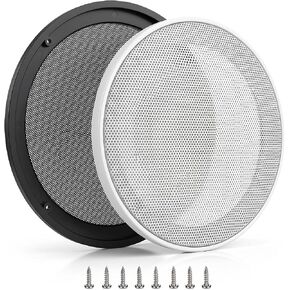 QWORK 2PCS 8 Inch Ceiling Speaker Covers, White Round Speaker Grill Mesh with Mounting Rings - Surface Mount Woofer Guard Protector for Home Theater, RV, Marine and Automotive Audio in Kuwait