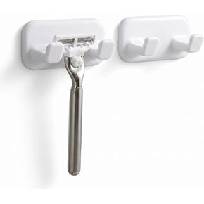 2 Pack Shower Razor Holder for Wall, Wall Mount Shower Razor Hook, White in Saudi Arabia