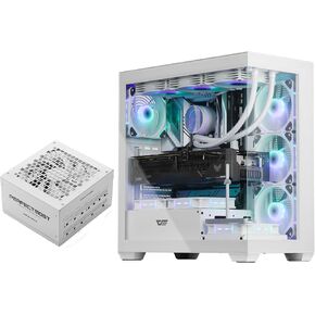 darkFlash DS900 ATX Full View Dual Tempered Glass PC Case + PMT850 Fully Modular ATX Power Supply(White) in Saudi Arabia