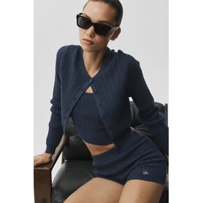 Alo Yoga Mini Cable Sweater Cardigan - Navy in Saudi Arabia
