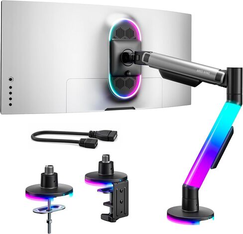 ARES WING RGB Dual Monitor Arm Desk Mount for 17-35 Inch Monitors, Black in Saudi Arabia