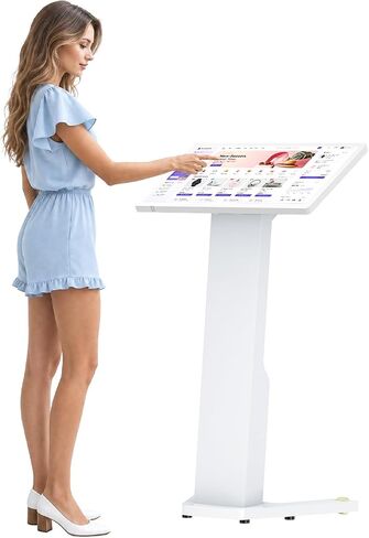 32 Inch Touch Screen Self Service Kiosk, 500-Nit FHD 1080P Floor Standing Digital Signage Display with Android 13, Interactive Kiosk for Check-in, Self Ordering, Wayfinding and Retail in Saudi Arabia