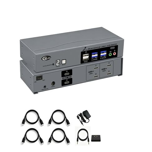 USB-C KVM Switch for 2 Computers and 2 Monitors, True Extended Display for Mac and Windows, 8K@30Hz, 4K@144Hz, Dual USB-C per Computer, USB 3.0 Hub in Kuwait