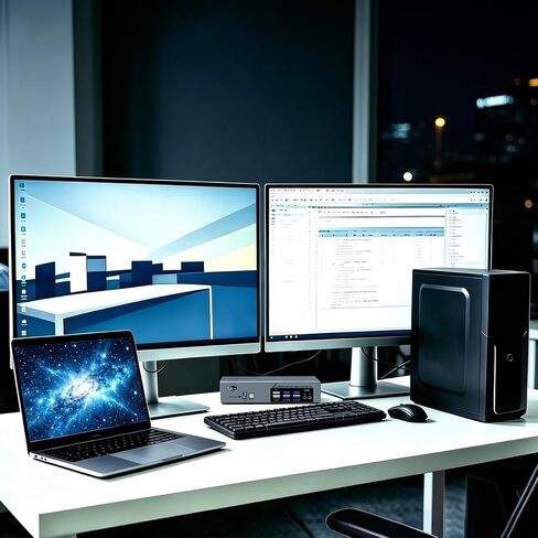 USB-C KVM Switch for 2 Computers and 2 Monitors, True Extended Display for Mac and Windows, 8K@30Hz, 4K@144Hz, Dual USB-C per Computer, USB 3.0 Hub in Kuwait