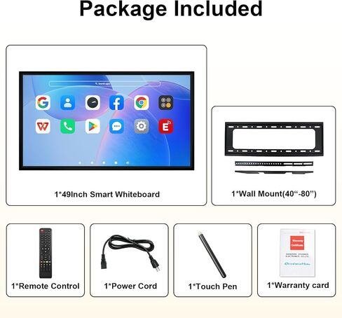 49" Smart Board – 8-Core 8K Android 12, RK3588 Chip, 8GB+64GB, Eshare Wireless Mirroring with Phone Control, for Classroom Teaching, Live Streaming, and Office Meetings (Board Only) in Kuwait