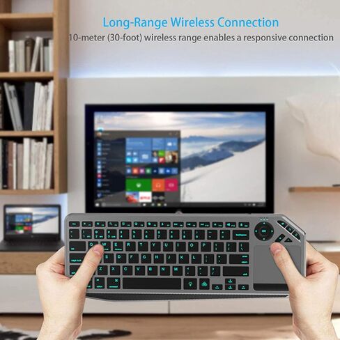 Asixxsix Wireless Touch Keyboard, with Touchpad Multi Device Connection Wireless Bluetooth Keyboard 7 Color Backlight 1000mAh TV 3 Level Brightness for Laptop Tablet in Kuwait