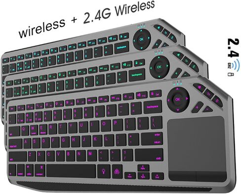 Asixxsix Wireless Touch Keyboard, with Touchpad Multi Device Connection Wireless Bluetooth Keyboard 7 Color Backlight 1000mAh TV 3 Level Brightness for Laptop Tablet in Kuwait