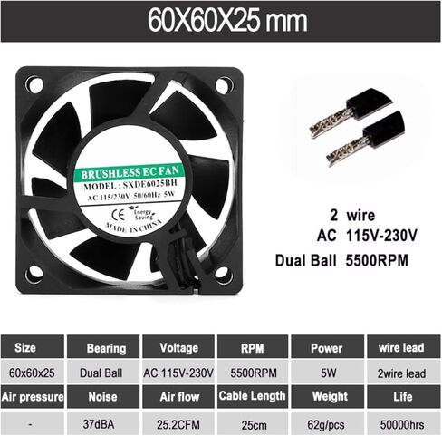 AC 115V 230V Cooling Fan 60mm 5W 5500RPM in Kuwait