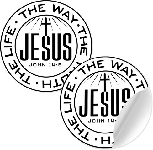 Christian Stickers 24pc, Jesus The Way The Truth The Life Inspirational Vinyl Stickers, Peel and Stick Waterproof Removable for Water Bottles Laptop Phone, Christian Believers Gift, 2.5 Inch in Kuwait