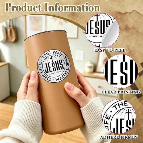 Christian Stickers 24pc, Jesus The Way The Truth The Life Inspirational Vinyl Stickers, Peel and Stick Waterproof Removable for Water Bottles Laptop Phone, Christian Believers Gift, 2.5 Inch in Kuwait