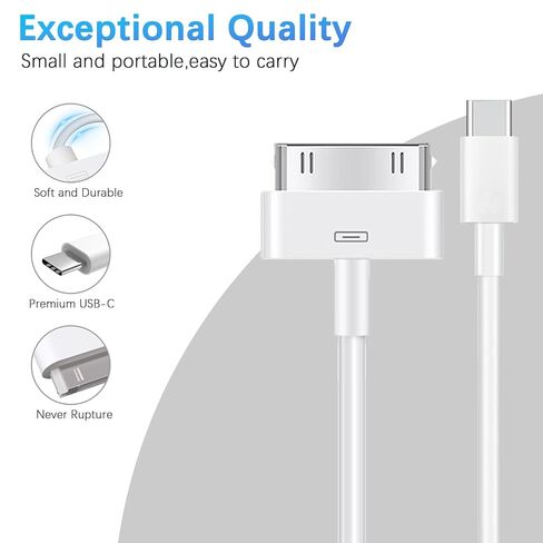 USB C to 30-Pin Charger Cable Cord for iPhone 4, Apple MFi Certified Next-Generation Data Cable and Charging Cord for iPhone 4/4s, 3G/3, iPad 3/2/1, iPod Classic iPod Touch/Nano(3.3Feet) in Kuwait