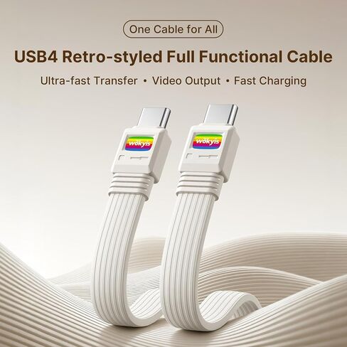 80Gbps USB4 Flat Cable, 3.3ft/1m, 240W Charging, 8K@60Hz Video, Compatible with Thunderbolt 5/4/3 in Kuwait
