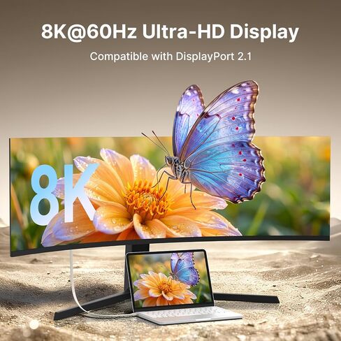 80Gbps USB4 Flat Cable, 3.3ft/1m, 240W Charging, 8K@60Hz Video, Compatible with Thunderbolt 5/4/3 in Kuwait