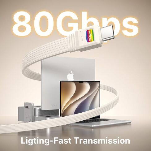 80Gbps USB4 Flat Cable, 3.3ft/1m, 240W Charging, 8K@60Hz Video, Compatible with Thunderbolt 5/4/3 in Kuwait