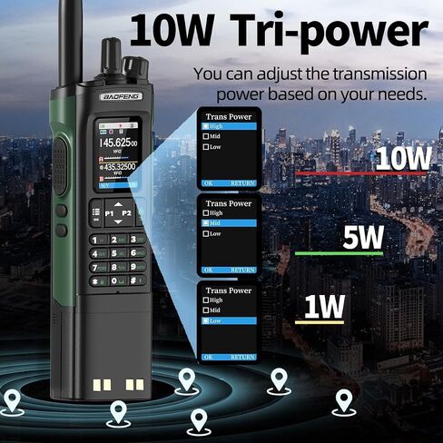 BAOFENG UV-32 Ham Radio Long Range 10W Rechargeable Walkie Talkies UV32 5RM 3800mAh Handheld Two Way Radio NOAA Weather Radio with GPS,APP Programming,Copy Frequency,USB-C Charging for Survival Gear in Kuwait