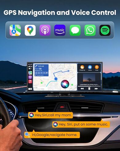 11.5" Largest Wireless Carplay Screen for Car, Portable Apple Carplay & Android Auto Touch Screen, 4K Dash Cam/App Control/1080p Backup Camera/Mirror Link/Voice Control/GPS/Bluetooth,for All Vehicles in Kuwait