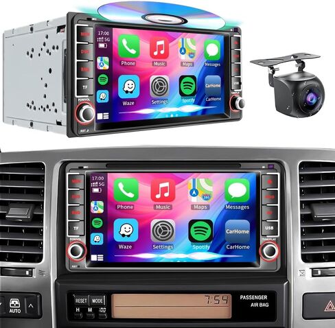 Plug&Play CD/DVD Player Car Radio for Toyota 4Runner 2003-2009, for Tundra 2003-2006, for Sequoia 2003-2007, 7 Inch IPS 1280 * 720 Touch Screen for CarPlay & Android Auto&Mirror Link,BT,AM/FM,SWC in Saudi Arabia
