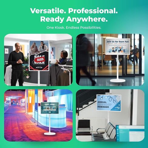 OptiSigns 32" Floor Standing Digital Signage Kiosk, Battery Powered Touchscreen Display for Interactive Retail, Events, Full HD with Audio and Wi-Fi, OptiKiosk 32 in Saudi Arabia