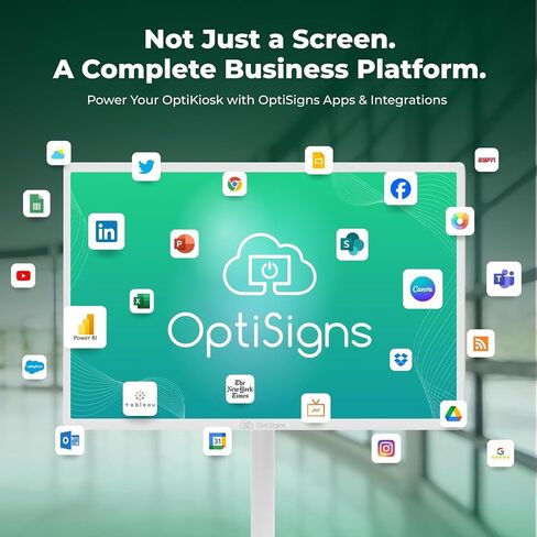 OptiSigns 32" Floor Standing Digital Signage Kiosk, Battery Powered Touchscreen Display for Interactive Retail, Events, Full HD with Audio and Wi-Fi, OptiKiosk 32 in Saudi Arabia
