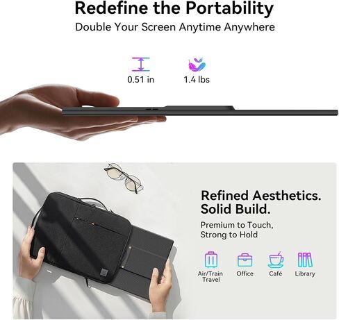 Blackview 16.1" Portable Monitor for Laptop, 1200P FHD Laptop Monitor Extender, 360° Rotating Detachable Magnetic Stand, Plug & Play with HDMI/USB-A/Type-C, Extra Screen for Windows/Mac/Linux/Android in Saudi Arabia