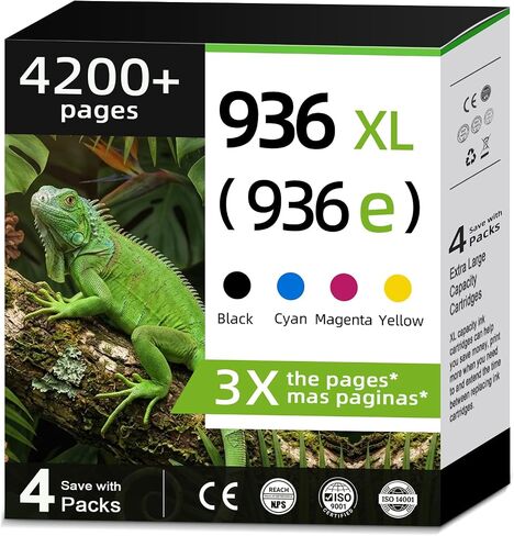 936XL 936e Ink Cartridge Black Color Combo 4 PK 936 for OfficeJet Pro 9125e in Saudi Arabia