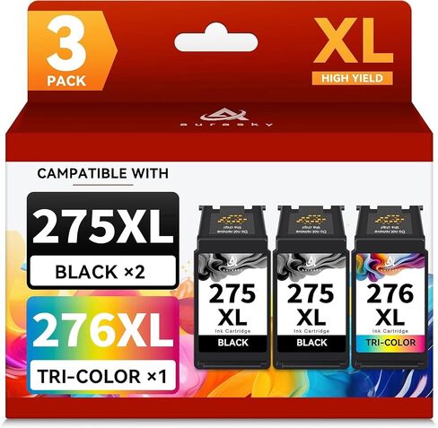 275XL 276XL Compatible for Canon 275 and 276 Ink Cartridges for Cannon Ink PG-275 CL-276 Combo Pack Work with PIXMA TS3522 TR4720 TS3500 TS3520 TR4722 (1 Black, 1 Tricolor) in Kuwait