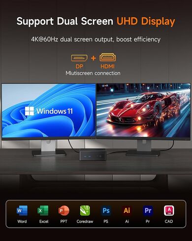 Mini PC Desktop, Pentium Gold 6500Y (Up to 3.4GHz), 32GB DDR3 512GB M.2 SSD, Micro Computer Support 4K Dual Display, Dual WiFi, BT 5.0, Small Form Factor Business Office Home PC in Kuwait