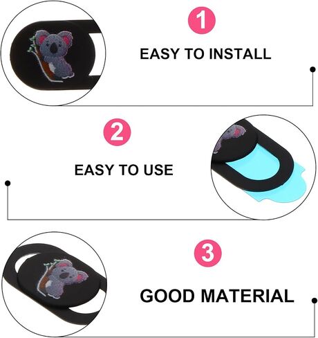 3pcs Koala Pattern Webcam Cover Slide for Phones Tablets and Computers in Saudi Arabia