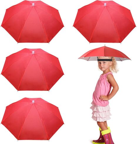 4 Pack 20.5" Hands-Free Umbrella Hats for Kids Adult in Kuwait