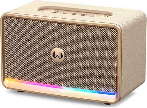 W-KING Bluetooth Home Speaker 210W Max- Retro Wireless Speakers with Rich Bass, 24H Playtime, BT5.4/AUX/TF/USB Inputs, Fast Charging, 4-Color Ambient Light, Portable Speaker for Home/Picnic/Outdoor in Saudi Arabia