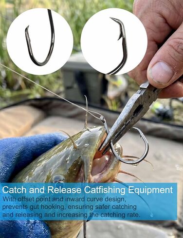 Hlotmeky Circle Hooks Rig Fishing Hooks with Line Catfish Rig Catfishing Tackle Saltwater Circle Hook 100pcs Heavy Duty Catfish Hooks Catfishing Equipment Fish Hooks with Steel Leader Wire 1/0-10/0 in Kuwait