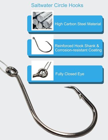 Hlotmeky Circle Hooks Rig Fishing Hooks with Line Catfish Rig Catfishing Tackle Saltwater Circle Hook 100pcs Heavy Duty Catfish Hooks Catfishing Equipment Fish Hooks with Steel Leader Wire 1/0-10/0 in Kuwait