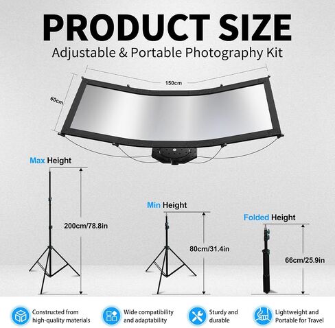 Photography Reflector Light Reflector with 2m Stand, 59"x24" U-Shaped Kit in Saudi Arabia