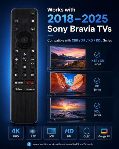 Voice Remote Compatible with Sony Bravia Smart TVs 2018-2025 in Kuwait