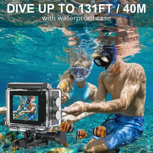 Action Camera 4K 30FPS Waterproof Camera Underwater 131FT with EIS WiFi App Remote Control 170° Wide Angle Sports Helmet Bike Video Camera Pure Black in Kuwait